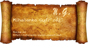 Mihalenko Győző névjegykártya