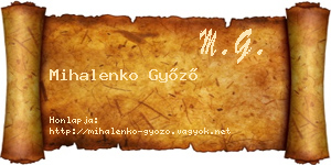 Mihalenko Győző névjegykártya